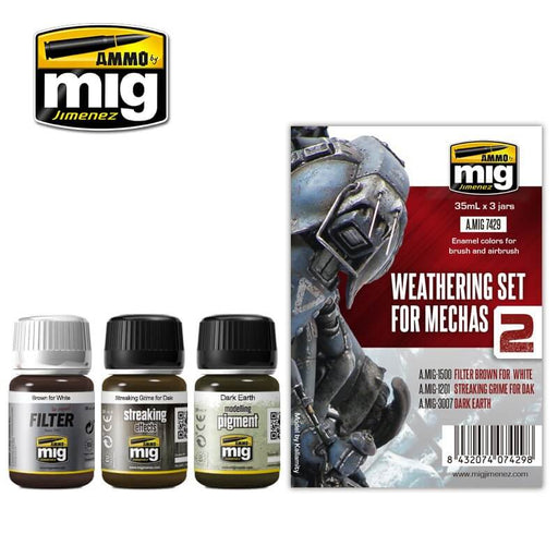 Ammo Weathering Set for Mechas (Enamel 35ml x 2 & Pigments 35ml x 1)