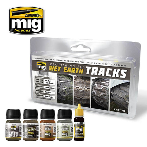 Ammo Wet Earth Tracks Weathering Set (Enamel 35ml x 3, Acrylic 17ml x 1 & Pigments 35ml x 1)