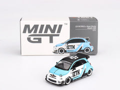 1/64 Mini GT Abarth 595 LB-WORKS x Abas Works IZTK Blue White MGT01051-CH