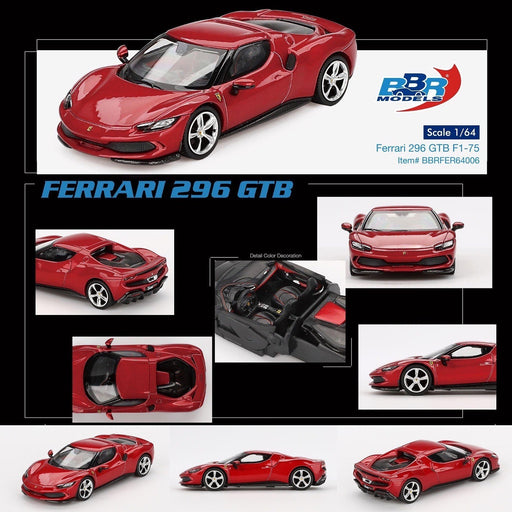 1/64 BBR Models Ferrari 296 GTB Rosso Imola Red