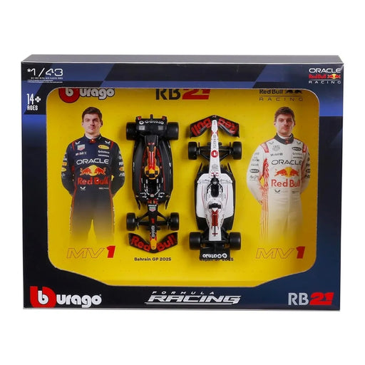Bburago 1/43 Oracle Red Bull Racing RB21 F1 2025 #1 Max Verstappen 2-Pack Vertical
