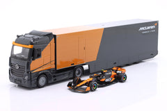 Bburago 1/43 McLaren Team Racing Transporter with MCL38 2024 #4 Lando Norris