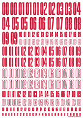 CND Number Decals Red (110mm x 156mm) (1 sheet)