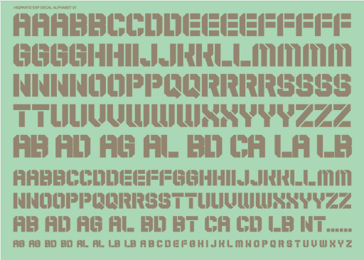 EXP Alphabet Decals 01 Gray (14cm x 10cm) (1 sheet)