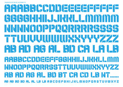 EXP Alphabet Decals 01 Sky Blue (14cm x 10cm) (1 sheet)