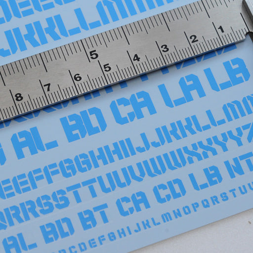 EXP Alphabet Decals 01 Sky Blue (14cm x 10cm) (1 sheet)
