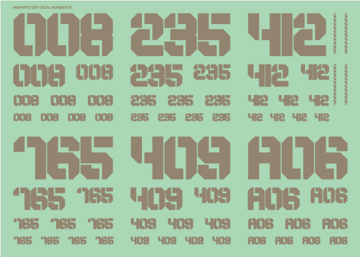 EXP Number Decals 01 Gray (14cm x 10cm) (1 sheet)