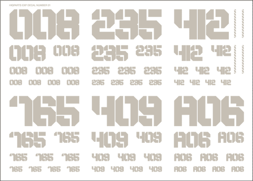 EXP Number Decals 01 Light Gray (14cm x 10cm) (1 sheet)