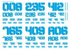 EXP Number Decals 01 Sky Blue (14cm x 10cm) (1 sheet)