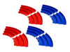 Expansion Curve Section Set for Mini 4WD Japan Cup Junior Circuit (Blue & Red, 4 pieces each)