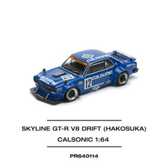 1/64 PopRace PR64-114 Nissan Skyline GT-R V8 Drift Hakosuka #12 Calsonic Blue (MP)