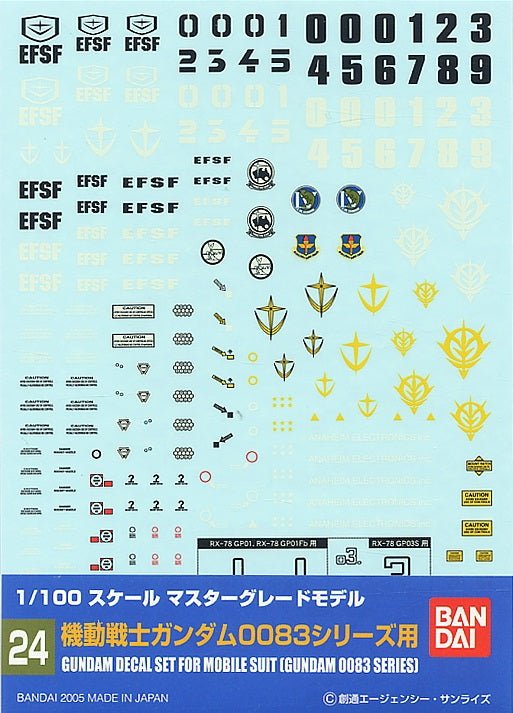 Gundam Decal #024 for 1/100 scale Gundam 0083 MS