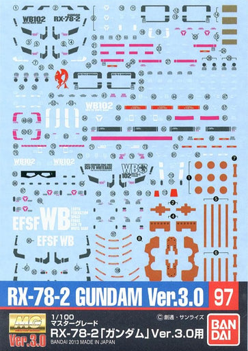 Gundam Decal #097 for 1/100 MG RX-78-2 Gundam ver.3.0
