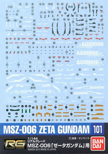 Gundam Decal #101 for 1/144 RG #10 Zeta Gundam