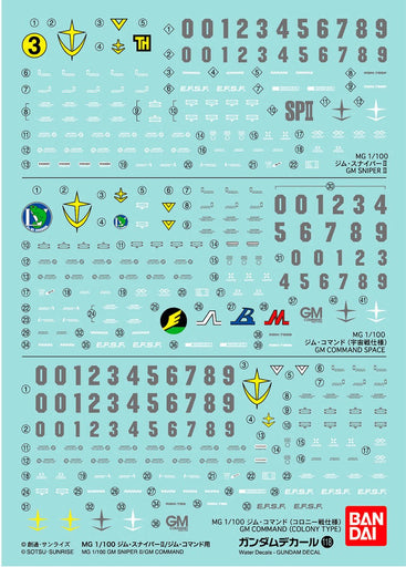 Gundam Decal #118 for 1/100 MG GM Sniper II & 1/100 MG GM Command
