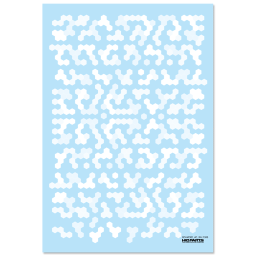 Hex Camouflage Decals White (for Colored Parts) (14cm x 10cm) (1 sheet)