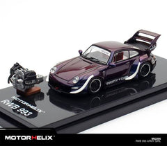 1/64 Motorhelix Porsche RWB 993 Army Girl Purple with Engine