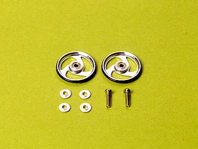 Mini 4WD GUP #160 19mm Aluminum Ball-Race Rollers with Rubber Rings (Aero-Spoke Type) (2 pieces)