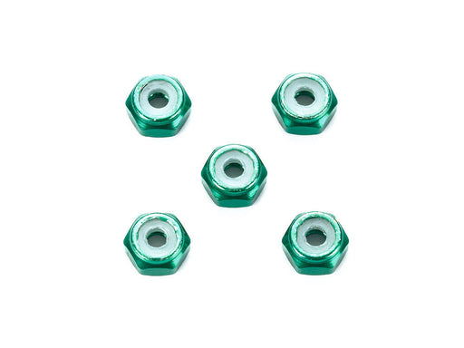 Mini 4WD GUP 2mm Aluminum Lock Nut (Green, 5 pieces)