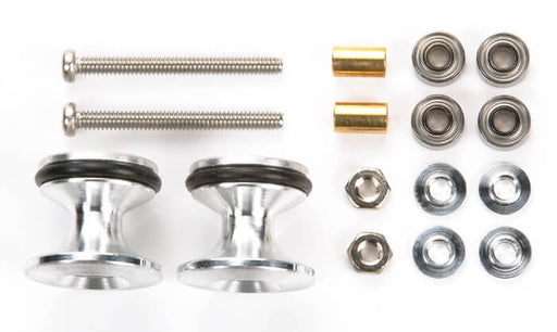 Mini 4WD GUP #418 13-12mm Double Aluminum Ball-Race Rollers with Rubber Rings (2 pieces)