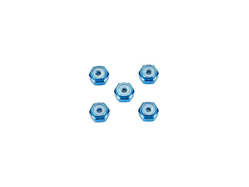 Mini 4WD GUP #500 2mm Aluminum Lock Nut (Blue, 5 pieces)