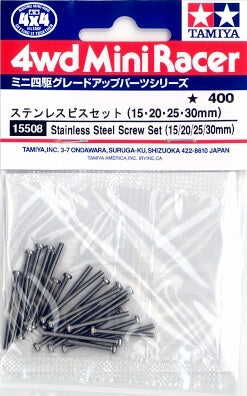 Mini 4WD GUP #508 Stainless Steel Screw Set (15 & 20mm x 4 each, 25 & 30mm x 8 each)