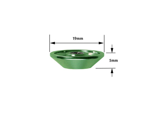 Mini 4WD GUP HG 19mm Tapered Aluminum Ball-Race Rollers Green (Ringless) (2 pieces)