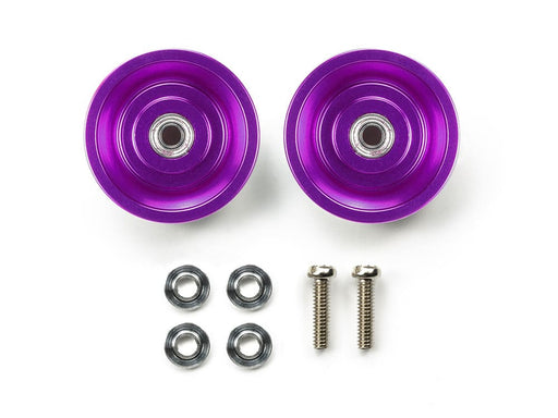 Mini 4WD GUP HG 19mm Tapered Aluminum Ball-Race Rollers Purple (Ringless) (2 pieces)