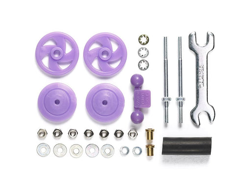 Mini 4WD GUP Large Diameter Stabilizer Head Set Purple (17mm) (with 19mm Low Friction Plastic Rollers)