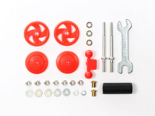 Mini 4WD GUP Large Diameter Stabilizer Head Set Red (17mm) (with 19mm Low Friction Plastic Rollers)