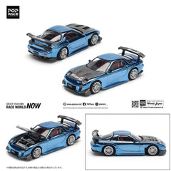 1/64 PopRace Mazda RX7 Re-Amemiya Wide Body Blue Chrome