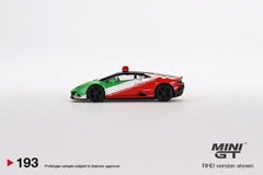 1/64 Mini GT Lamborghini Huracan EVO Bologna Airport 2020 Follow-Me Car LHD #193
