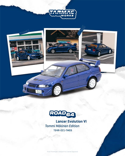 1/64 Tarmac Works Mitsubishi Lancer Evolution VI Tommi Makinen Edition Blue Metallic Road64
