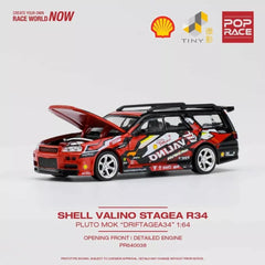 1/64 PopRace Nissan Stagea R34 Shell Valino Pluto Mok Driftagea34