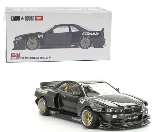 1/64 Kaido House by Mini GT Nissan Skyline GT-R R34 GReddy V2 Black (MP)