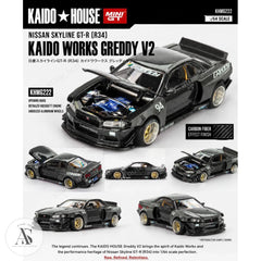 1/64 Kaido House by Mini GT Nissan Skyline GT-R R34 GReddy V2 Black (MP)