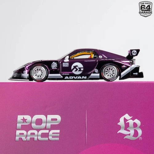 1/64 PopRace PR64-0570 Hong Kong Toycar Salon 2026 Exclusive LB Super Silhouette Mazda RX7 FD3S Purple Chrome Limited to 2500 (MP)