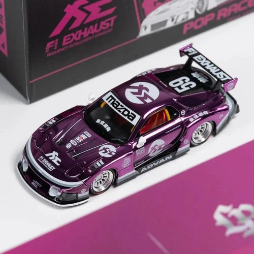 1/64 PopRace PR64-0570 Hong Kong Toycar Salon 2026 Exclusive LB Super Silhouette Mazda RX7 FD3S Purple Chrome Limited to 2500 (MP)