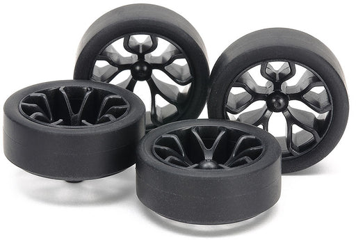 Mini 4WD GUP Super Hard Small Diameter Low-Profile Tires (26mm) & Carbon Reinforced Wheels (Y Spoke)
