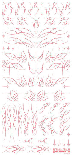 Tribal Lotus Decals M Pastel Pink (110mm x 235mm) (1 sheet)
