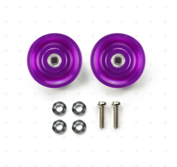 Mini 4WD GUP HG 19mm Tapered Aluminum Ball-Race Rollers Purple (Ringless) (2 pieces)